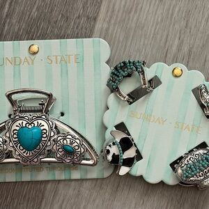 Sunday State Silver and Turquoise Hair Clips Sets